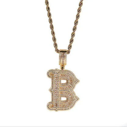 Iced Out Letter + Rope Chain 3mm